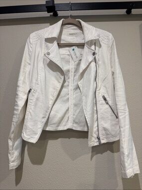 Level 99 Women's White Asymmetric Moto Jacket